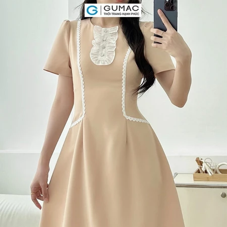 Đầm A phối chân ren thời trang GUMAC LDE0906