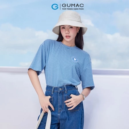 Áo thun sọc thêu thời trang Gmorning - GUMAC YATE10074
