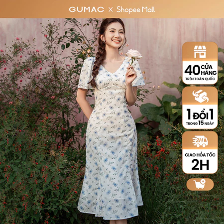Đầm đuôi cá cổ V thời trang GUMAC DE03018