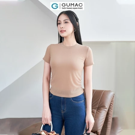 Áo thun nhún sườn thời trang GUMAC ATE04009