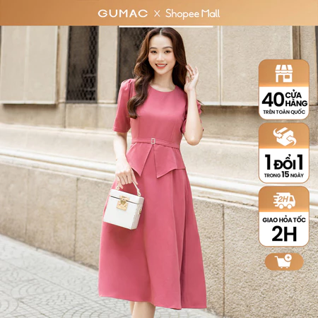 Đầm Peplum dáng xòe phối belt sang trọng GUMAC DD03028