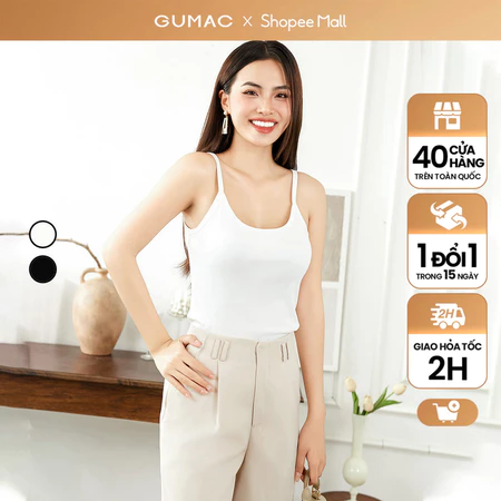 Áo hai dây nữ màu đen - trắng thời trang GUMAC BATE00009