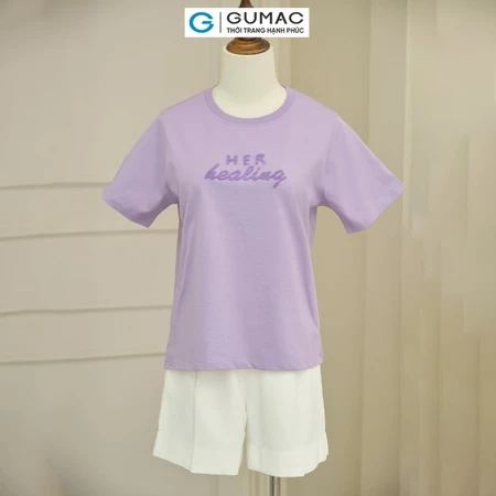 Áo thun thêu chần bông thời trang GUMAC ATE09048