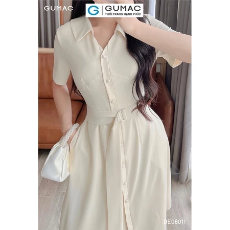Đầm cổ V kèm dây thời trang GUMAC DE08011