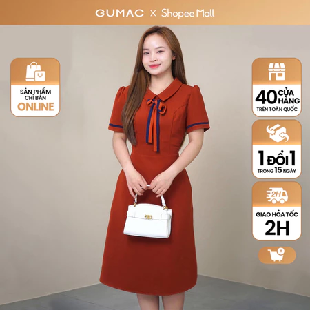 Đầm A nẹp tay phối thời trang GUMAC LDE0614