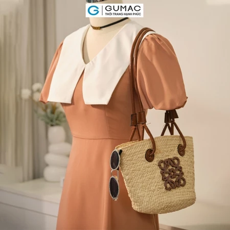 Đầm phối lá cổ to thời trang GUMAC LDE0901
