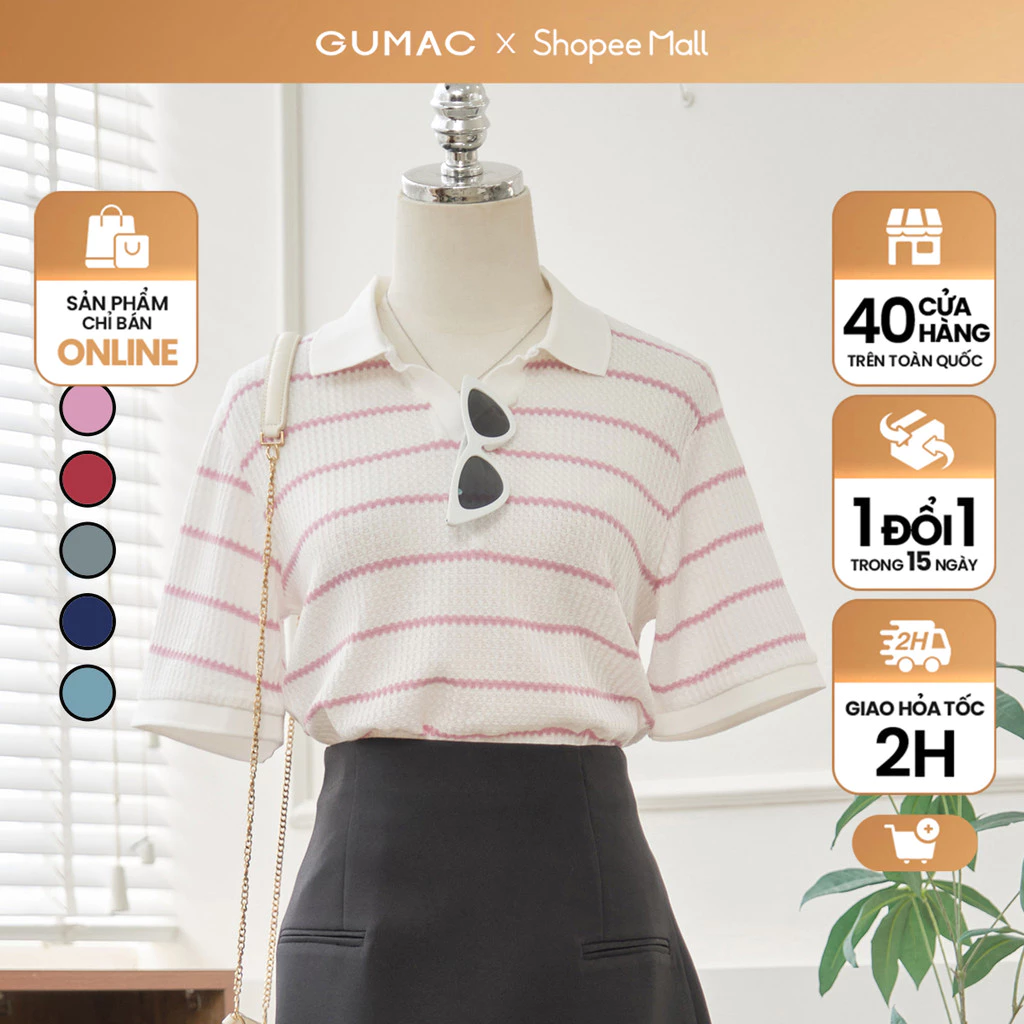 Áo Polo kẻ sọc ngang thời trang GUMAC LPLE0919